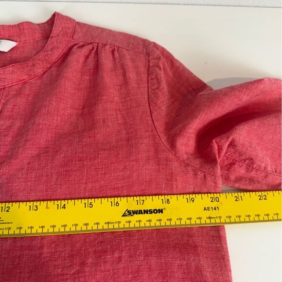 Ellen Tracy Red Linen Tunic Top M - Picture 6 of 9